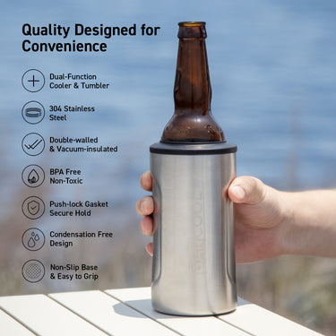 Barcool Insulated Beer Cooler and Tumbler with Opener SS